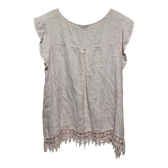 Terzo Millenio (Italy) Linen Top With Lace Trim - Picture 2 of 3